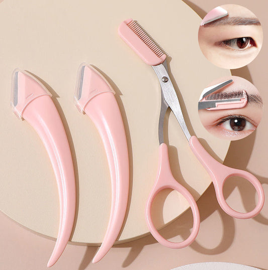 Precision Eyebrow Trimmer Set (2 Knives + Comb)